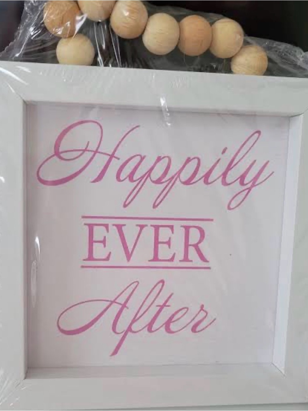 Pink 'Happily Ever After' Framed Sign